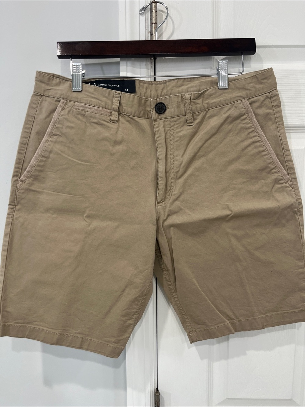 A/X Armani Exchange Men's Khaki Flat Front Shorts